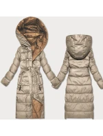 hnědá oboustranná zimní bunda s páskem model 21750869 - MINORITY