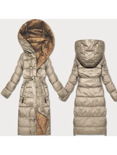 Obojstranná zimná bunda s pruhom Minority béžovo-hnedá (M2-6519-62+301)