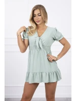 Šaty s vázaným výstřihem do V tmavě mátové