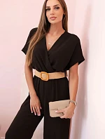 Kombinéza s ozdobným pásom hnedá