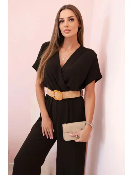 Kombinéza s ozdobným pásom hnedá Kombinéza s ozdobným pásom hnedá