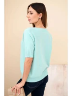 Dámský svetr z viskózy s krátkým rukávem mátový