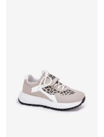 Buty Sportowe Sneakersy Damskie Na Platformie Panterka Biało-Beżowe Pumbes Buty Sportowe Sneakersy Damskie Na Platformie Panterka Biało-Beżowe Pumbes