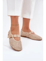 Baleriny Z Plecionką I Paskami Beżowe Partheda Baleriny Z Plecionką I Paskami Beżowe Partheda