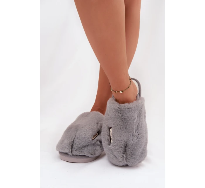 Kožešinové dámské pantofle šedé Belinna