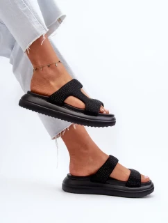 Čierne dámske zdobené papuče Jestella na platforme