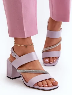 Dámske elegantné sandále na vysokom podpätku fialové D&A