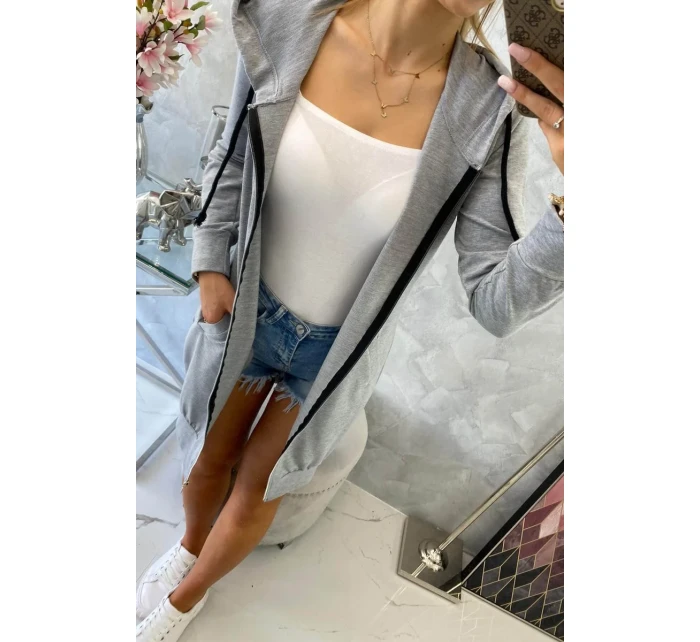 Šatová bunda s kapucňou šedá melange Šatová bunda s kapucňou šedá melange