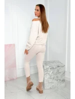 3-dielny set blúzka + top + legíny béžová melanž