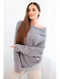 Dámsky viskózový asymetrický sveter netopierí šedý