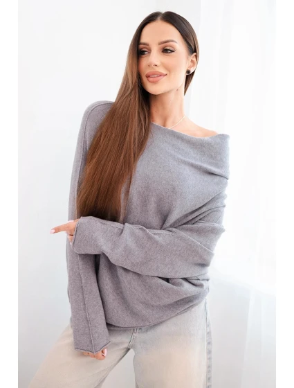 Dámsky viskózový asymetrický sveter netopierí šedý
