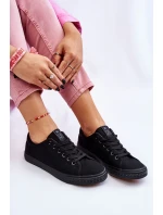Damskie Wiązane Klasyczne Trampki Czarne Eleya