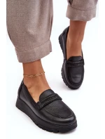 Skórzane Półbuty Na Platformie Z Ozdobą Czarne Lemar Lehira Skórzane Półbuty Na Platformie Z Ozdobą Czarne Lemar Lehira