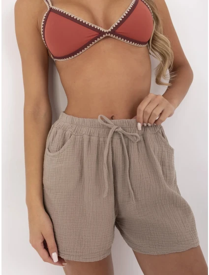 Szorty MO SN model 21235923 ciemny bezowy - FPrice Szorty MO SN model 21235923 ciemny bezowy - FPrice