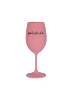 POHODINDA - růžová sklenice na víno 350 ml