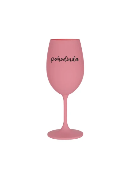 POHODINDA - růžová sklenice na víno 350 ml