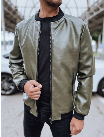 Pánska zelená kožená bunda FashionStreet TX4707