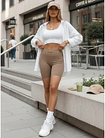 Dámske cyklistické šortky s vysokým pásom, béžové, FashionStreet SY0578