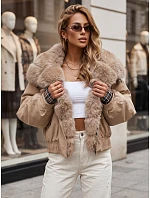 Krótka kurtka damska z  beżowa model 22341035 - FashionStreet