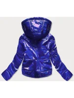 Světle modrá lesklá prošívaná dámská bunda s kapucí model 14764946 - S'WEST Světle modrá lesklá prošívaná dámská bunda s kapucí model 14764946 - S'WEST