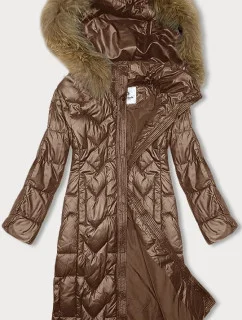 Dámska dlhá prešívaná bunda v ťavej farbe Glakate (LU-2203)