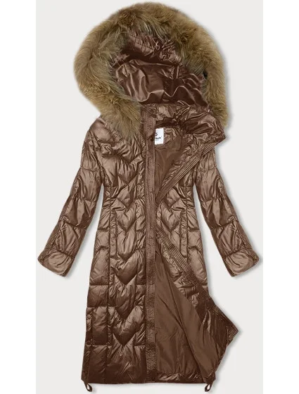 Dámska dlhá prešívaná bunda v ťavej farbe Glakate (LU-2203)