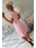 Šaty s model 18742108 krátké rukávy, pudrově růžové - K-Fashion Šaty s model 18742108 krátké rukávy, pudrově růžové - K-Fashion