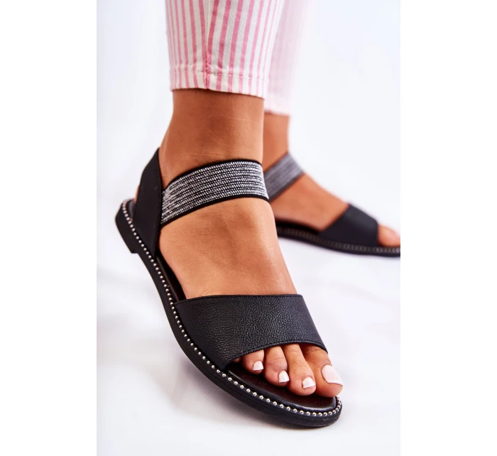 Klasyczne Skórzane Sandały Z Ćwiekami Czarne Shelly