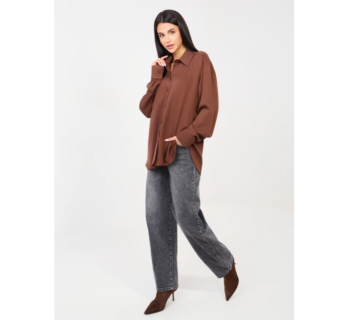 Košeľa LK KS 510197.12P hnedá