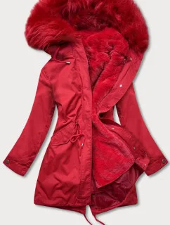 DAMSKA PARKA ZIMOWA Z I KAPTUREM CZERWONA model 21242000 - Libland