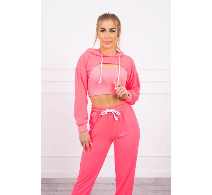 Bavlnená 3dielna sada ružová neónová