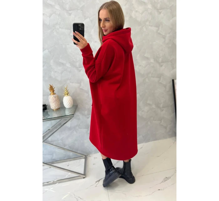 Zateplené šaty s kapucí červené Zateplené šaty s kapucí červené