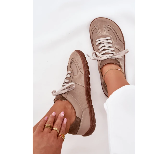 Dámske kožené barefoot tenisky Zazoo - béžové