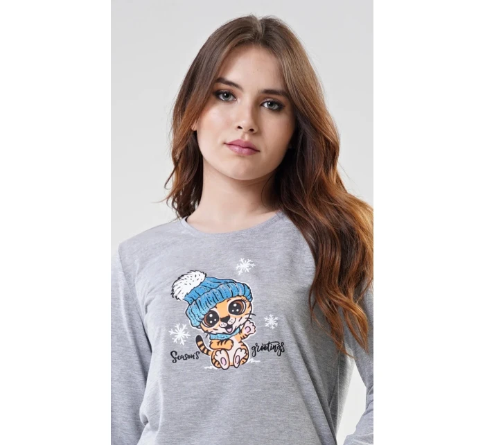 Dámské pyžamo dlouhé model 22032249 šedé - Vienetta