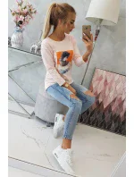 Blúzka s 3D grafikou, krajková, púdrovo ružová
