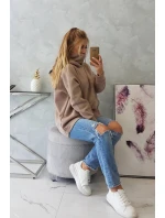 Zateplená mikina se zipem na zádech tmavě béžová Zateplená mikina se zipem na zádech tmavě béžová