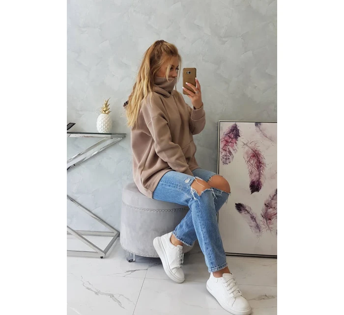 Zateplená mikina se zipem na zádech tmavě béžová Zateplená mikina se zipem na zádech tmavě béžová