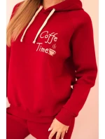 Dámska bavlnená súprava s potlačou, zateplená, bordová Dámska bavlnená súprava s potlačou, zateplená, bordová