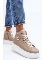 Trampki Damskie Wysokie Na Suwak Lemar Beżowe Katerin Trampki Damskie Wysokie Na Suwak Lemar Beżowe Katerin