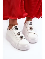 Dámské boty na platformě s ozdobami bílé model 21659166 - Boto
