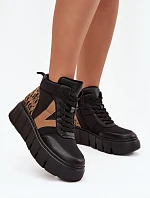 Skórzane Botki Damskie Na Platformie Ocieplane Vinceza 66838 Czarne