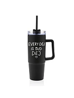 EVERY DEJ IS GUD DEJ - čierny cestovný hrnček s priehľadným viečkom 900 ml