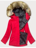 Dámska zimná bunda s kapucňou červená (j9-066)