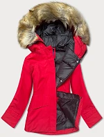 Dámska zimná bunda s kapucňou červená (j9-066)