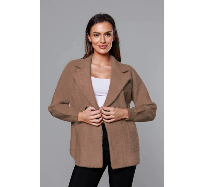 Tmavo béžový krátky prehoz cez oblečenie typu alpaka (CJ65)