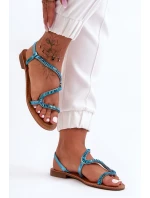 Wsuwane Sandały Damskie Z Ozdobami Niebieskie Hayen Wsuwane Sandały Damskie Z Ozdobami Niebieskie Hayen