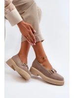 Zazoo 3429 Zamszowe Mokasyny Damskie Z Ozdobą Cappuccino