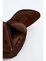 Dámské kožené kotníkové boty na podpatku Big Star model 22349479 Camel - Big Star Shoes Dámské kožené kotníkové boty na podpatku Big Star model 22349479 Camel - Big Star Shoes
