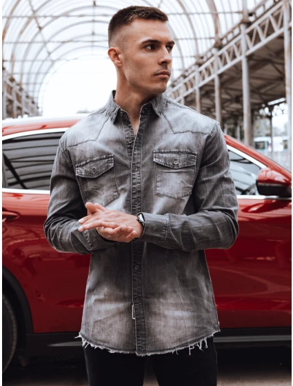 Pánská šedá košile Dstreet model 21977363 - FashionStreet Pánská šedá košile Dstreet model 21977363 - FashionStreet