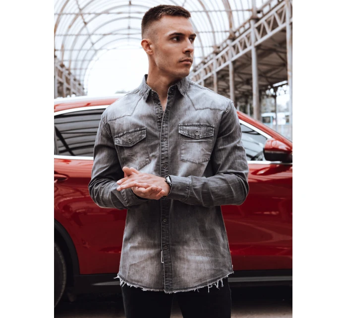 Pánská šedá košile Dstreet model 21977363 - FashionStreet Pánská šedá košile Dstreet model 21977363 - FashionStreet